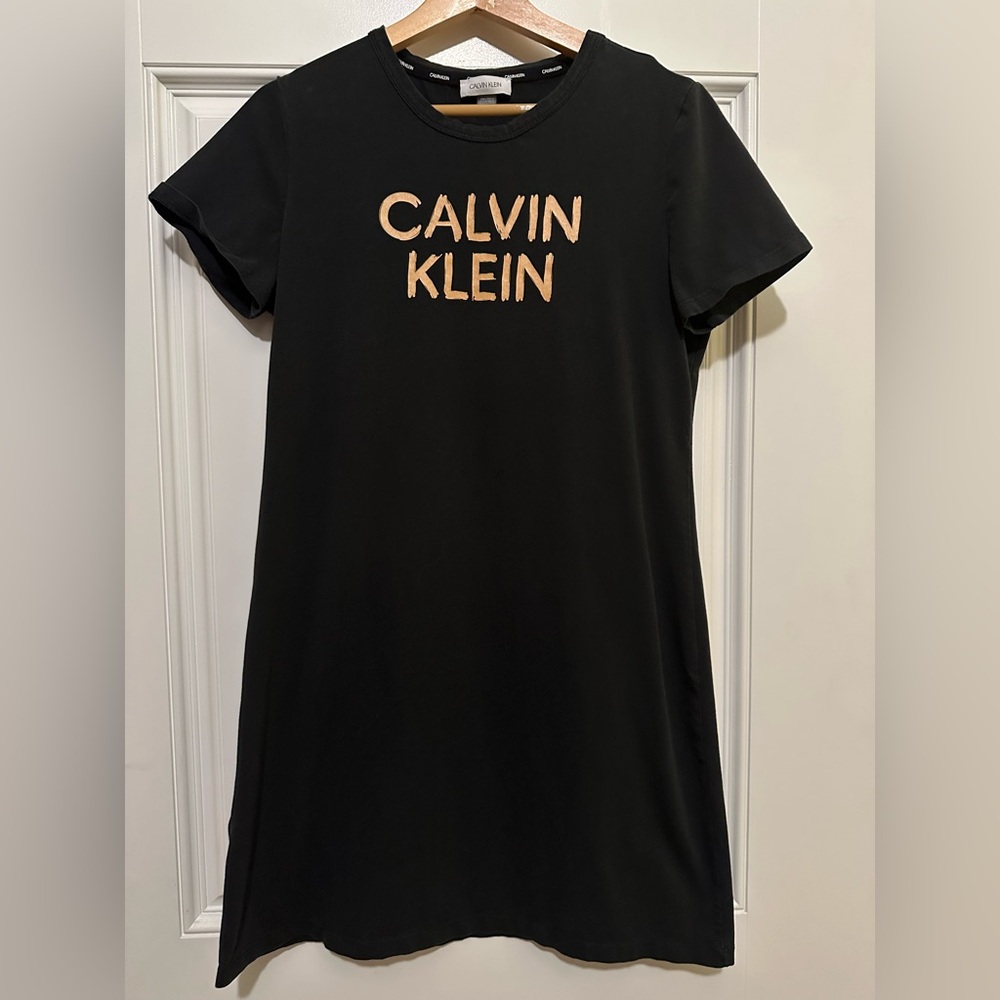 Calvin Klein Black T-Shirt Dress - Size Medium